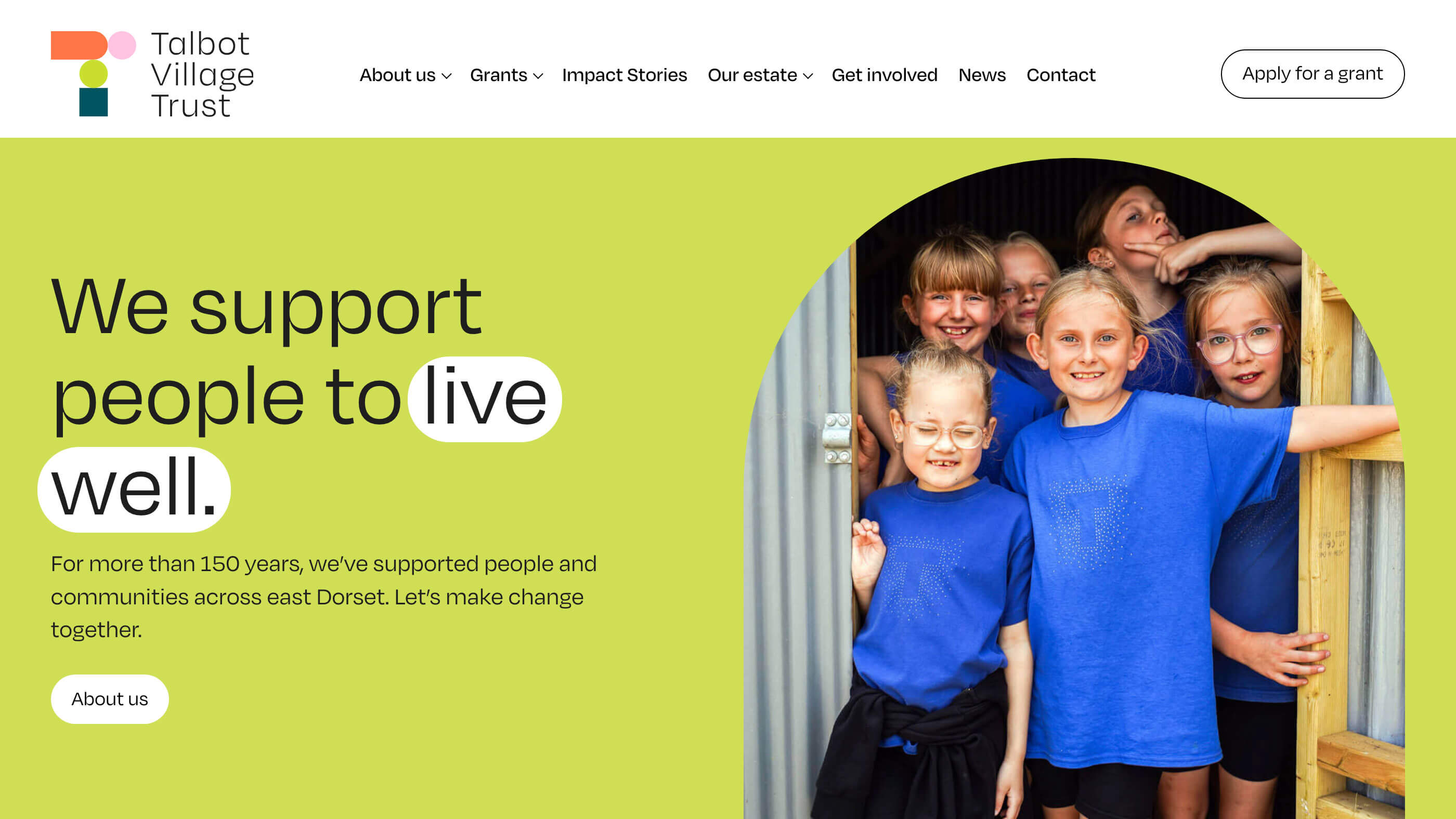 Screenshot of the Talbolt Village Trust home page.